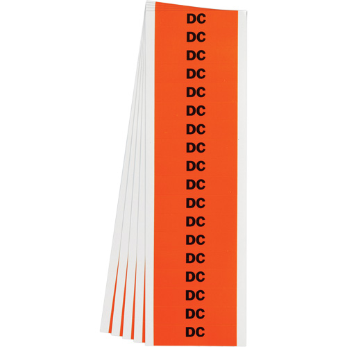 "DC" Conduit & Voltage Labels, 1/2" x 2-1/4", Cloth/Vinyl, English Auto-Cam