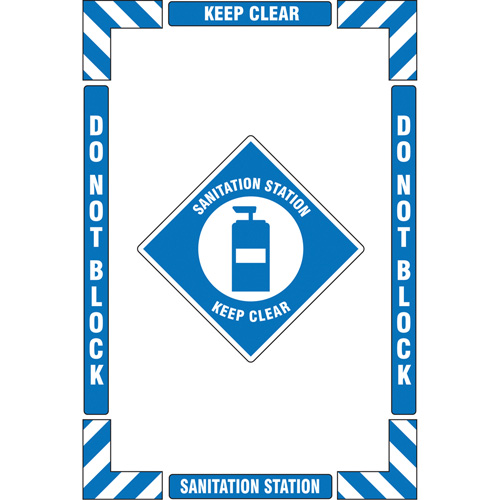 "Sanitation Station" Floor Marking Kit, Adhesive, English with Pictogram Auto-Cam