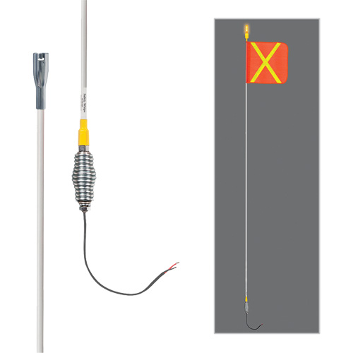 Safety Whip&reg; All-Weather Super-Duty Warning Whips with Constant LED Light, Spring Mount, 12' High, Orange with Reflective Auto-Cam
