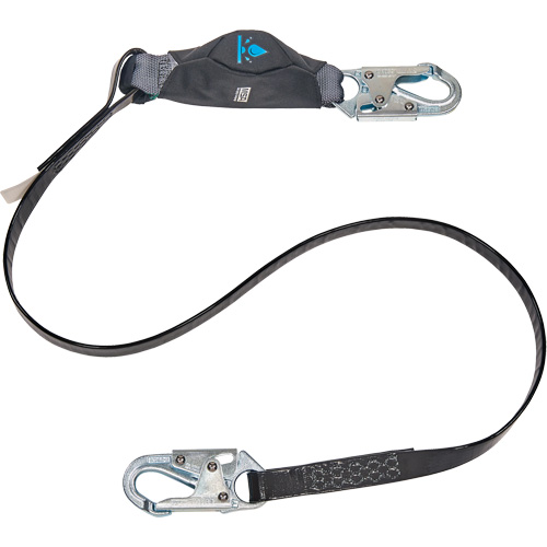 Anti-Corrosion Energy Absorbing Lanyard, 6', Snap Hook Center, Snap Hook Leg Ends, Polyester Auto-Cam