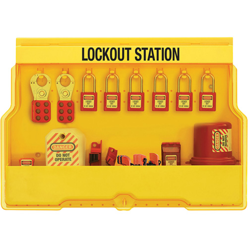 Premier Electrical Lockout Station, Thermoplastic Padlocks, 16 Padlock Capacity, Padlocks Included Auto-Cam