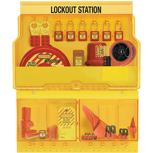 Premier Valve & Electrical Deluxe Lockout Station, Thermoplastic Padlocks, 32 Padlock Capacity, Padlocks Included Auto-Cam