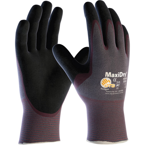 Gants sans couture ultra l&eacute;gers ATG MaxiDry, Grand, R&ecirc;vetement Nitrile, Calibre 15, Enveloppe en Nylon/&eacute;lasthanne Auto-Cam