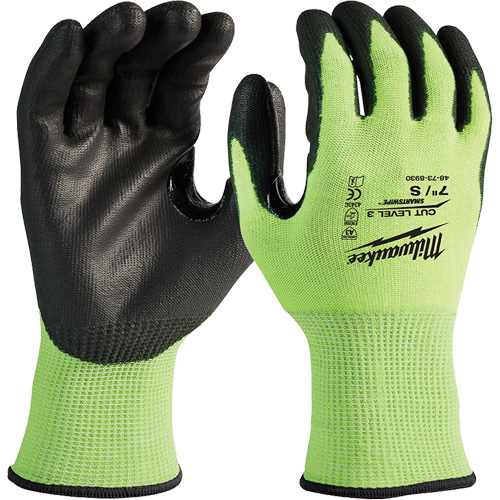 Gants haute visibilit&eacute; r&eacute;sistant aux coupures, Taille Petit, Calibre 15, Rev&ecirc;tement Nitrile/Polyur&eacute;thane, Enveloppe en Poly&eacute;thyl&egrave;ne, ANSI/ISEA 105 niveau 3 Auto-Cam