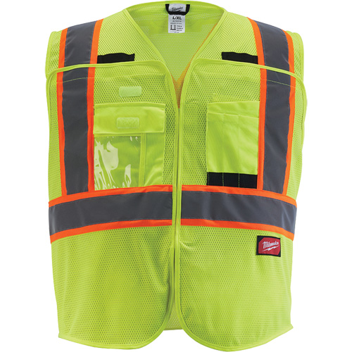 Flagman Safety Vest, High Visibility Lime-Yellow, Medium/Small Auto-Cam