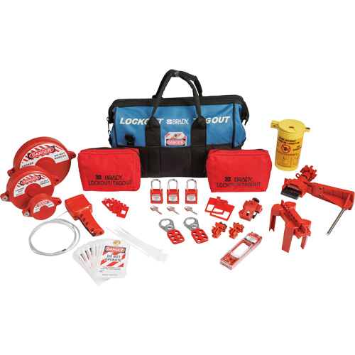 Lockout Tagout Kit with Nylon Safety Lockout Padlocks in Duffel Bag, Electrical/Valve Kit, 31 Components Auto-Cam