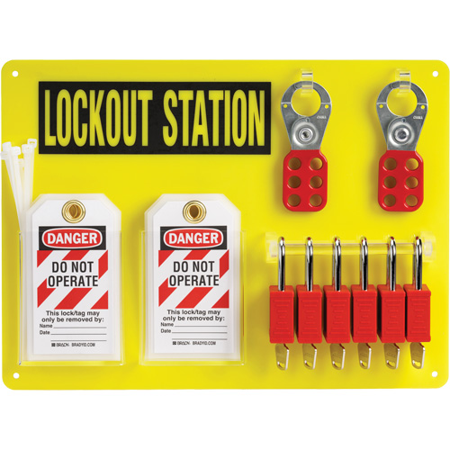 Lockout Board with Keyed Different Nylon Safety Lockout Padlocks, Plastic Padlocks, 6 Padlock Capacity, Padlocks Included Auto-Cam