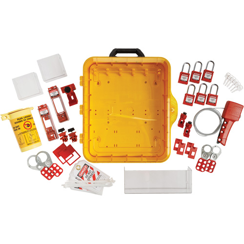 Station de cadenassage &eacute;lectrique avec cadenas de s&eacute;curit&eacute; en nylon utilisant des cl&eacute;s diff&eacute;rentes, Cadenas Plastique, Capacit&eacute; de 60, Cadenas Compris Auto-Cam