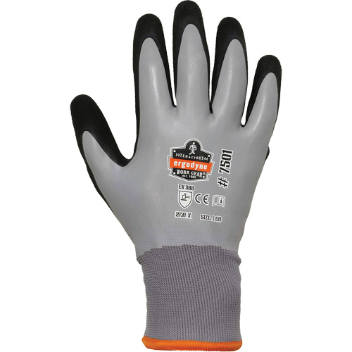 Gants de travail Hydrofuges et enduits pour l'hiver ProFlex 7501, Petit, R&ecirc;vetement Nitrile/Latex, Calibre 10/15, Enveloppe en Polyester Auto-Cam