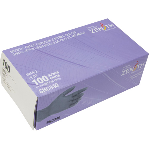 Medical Grade Disposable Gloves, Small, Nitrile, 6-mil, Powder-Free, Black, Class 2 Auto-Cam