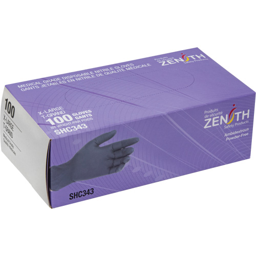 Medical Grade Disposable Gloves, X-Large, Nitrile, 6-mil, Powder-Free, Black, Class 2 Auto-Cam