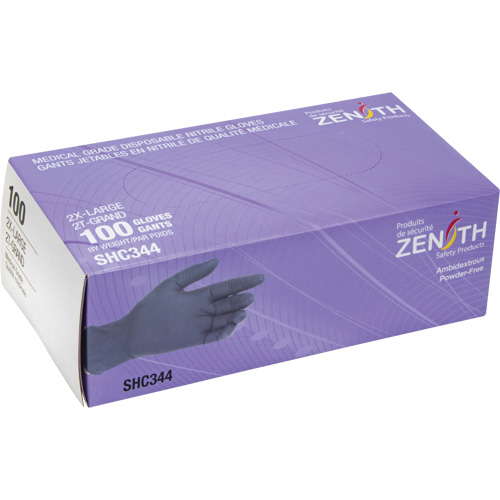Medical Grade Disposable Gloves, 2X-Large, Nitrile, 6-mil, Powder-Free, Black, Class 2 Auto-Cam