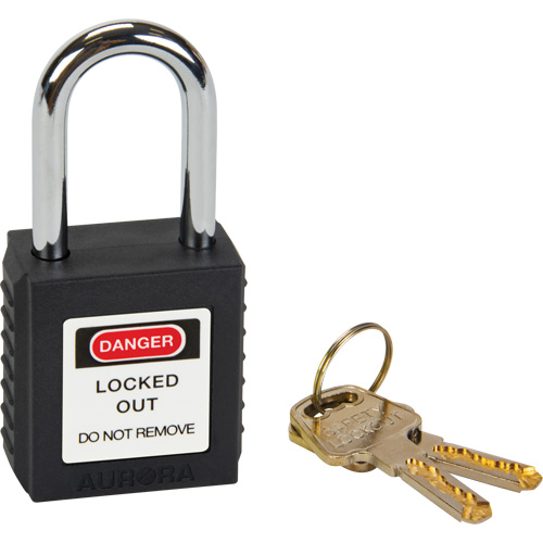 Verrouillage pour les consignations, Cadenas de s&eacute;curit&eacute;, Cl&eacute;s diff&eacute;rentes, Thermoplastique, Largeur de 1-1/2" Auto-Cam