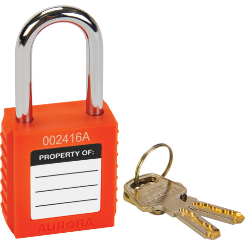 Verrouillage pour les consignations, Cadenas de s&eacute;curit&eacute;, Cl&eacute;s diff&eacute;rentes, Thermoplastique, Largeur de 1-1/2" Auto-Cam