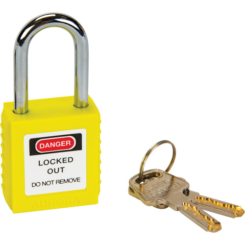 Lock for Lockouts, Safety Padlock, Keyed Different, Thermoplastic, 1-1/2" Width Auto-Cam