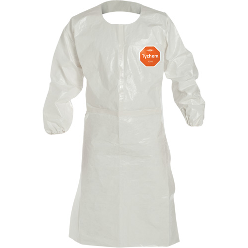 Disposable Sleeved Apron, Tychem&reg; 4000, White, 44" L Auto-Cam