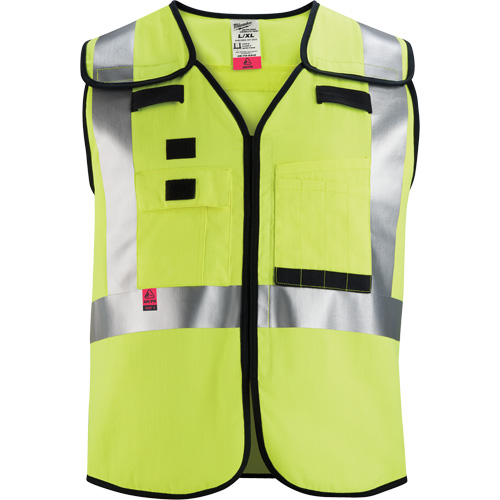 Breakaway Mesh Safety Vest, Black/High Visibility Lime-Yellow, Medium/Small Auto-Cam
