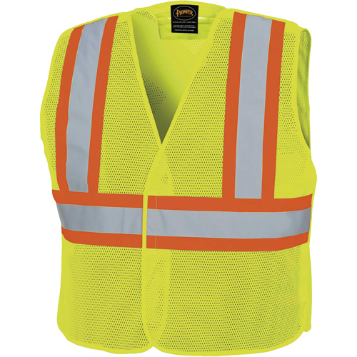 598P Veste de s&eacute;curit&eacute; &agrave; maille d&eacute;tachable, Jaune lime haute visibilit&eacute;, Moyen/Petit, Polyester Auto-Cam