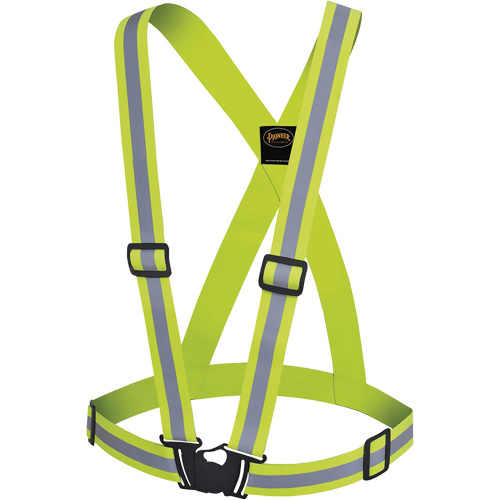 5497 Safety Sash, High Visibility Lime-Yellow, Silver Reflective Colour, One Size Auto-Cam