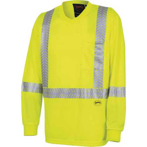 6905A Ultra-Cool Ultra-Breathable Long-Sleeved Safety Shirt, X-Small, High Visibility Lime-Yellow Auto-Cam