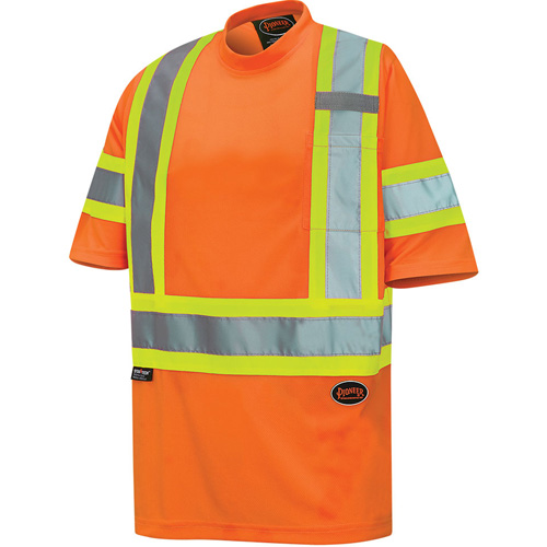 6970 Bird's-Eye Safety T-Shirt, Polyester, X-Small, High Visibility Orange Auto-Cam