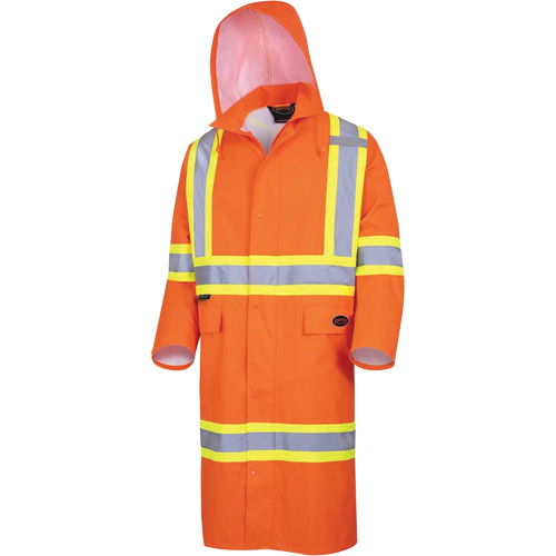 5630 The Rock 300D Waterproof Long Coat, Polyester, Small, High Visibility Orange Auto-Cam