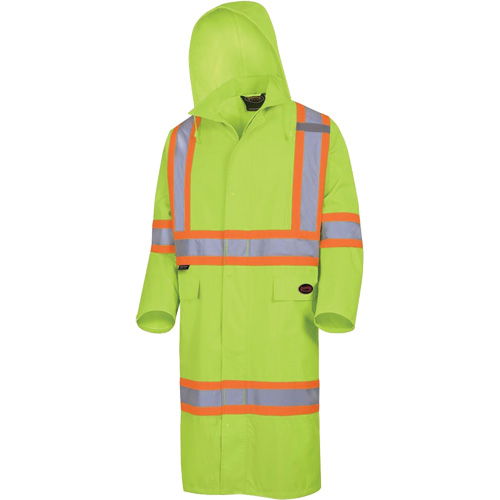 5631 The Rock 300D Waterproof Long Coat, Polyester, Small, High Visibility Lime-Yellow Auto-Cam