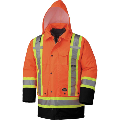 5020BB Waterproof 7-in-1 Safety Parka, High Visibility Orange, 2X-Large Auto-Cam