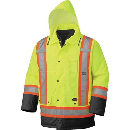 5021BB Waterproof 7-in-1 Parka, High Visibility Lime-Yellow, X-Small Auto-Cam