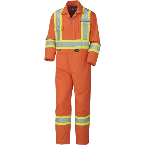 5513T Industrial Wash Coveralls, 40 (Tall), High Visibility Orange Auto-Cam
