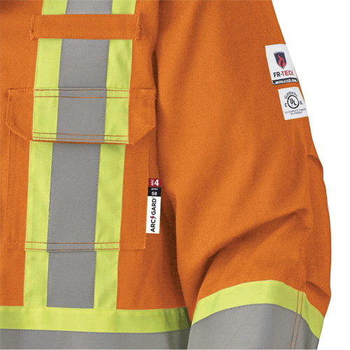 5533 Manteau de s&eacute;curit&eacute; ignifuge, Petit, Orange haute visibilit&eacute;, 58 cal/cm² Auto-Cam