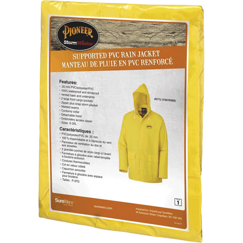 577J Rain Jacket, Polyester/PVC, Small, Yellow Auto-Cam