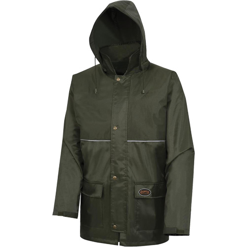D8120J Manteau &agrave; capuchon ind&eacute;chirable Nailhead pour planteur d'arbres, Polyester/PVC, T-petit, Vert Auto-Cam