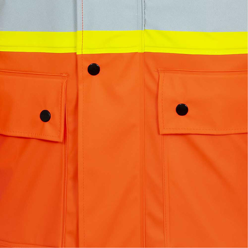5892PKT Veste de s&eacute;curit&eacute; imperm&eacute;able &agrave; haute visibilit&eacute; ignifuge, T-petit, Orange haute visibilit&eacute; Auto-Cam