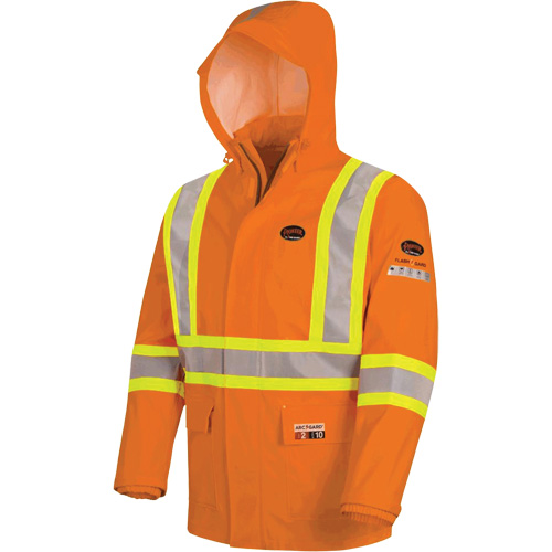 5880 Manteau de pluie ignifuge et protection contre les &eacute;clats d'arc &eacute;lectrique, T-petit, Orange haute visibilit&eacute;, 10 cal/cm² Auto-Cam