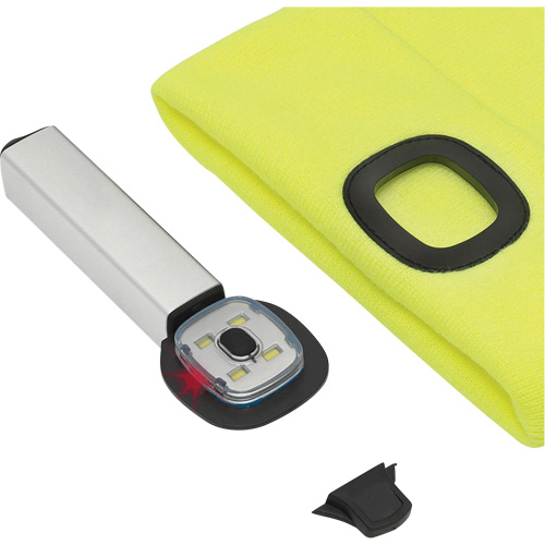 5676 Knit Toque with LED Headlight, Fleece Lining, One Size, High Visibility Yellow Auto-Cam