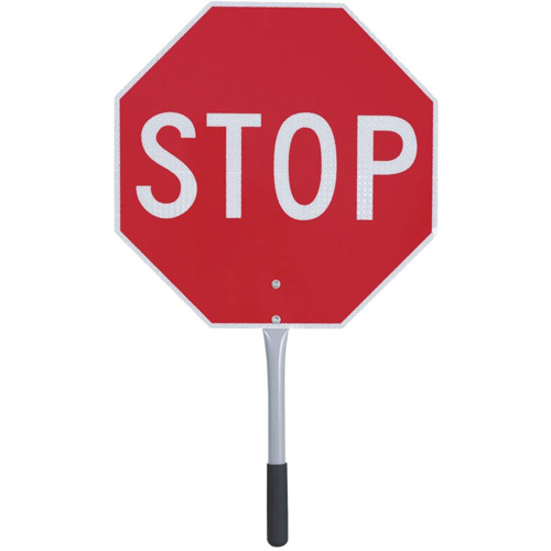 456 Panneau d'arr&ecirc;t/ralentissement de circulation, 18" x 18", Plastique ondul&eacute;, Anglais Auto-Cam