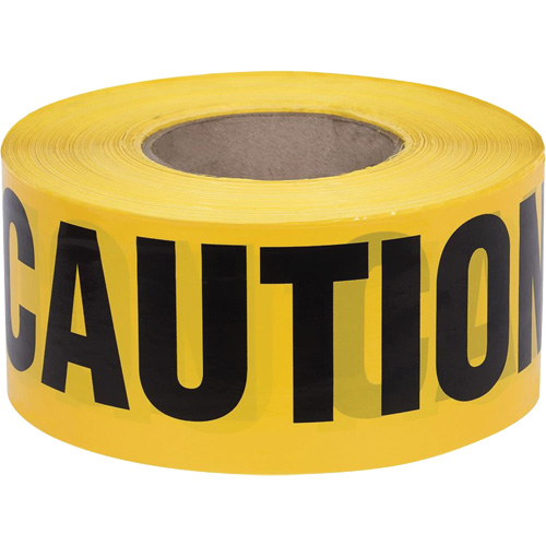 387 Ruban d'avertissement, Anglais, 3" la x 1000' lo, 1,5 mil, Noir sur jaune Auto-Cam