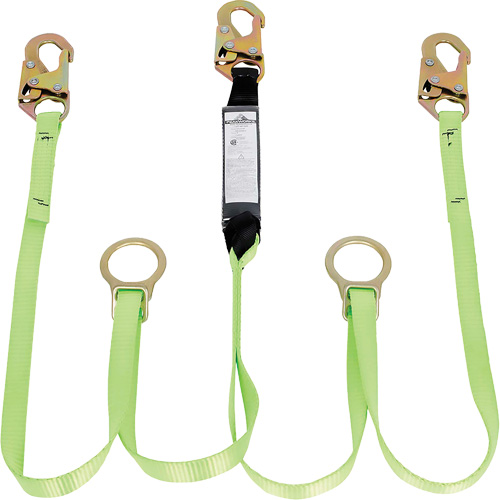 SA-54055-6 Shock Absorbing Lanyard, 6', Snap Hook Center, Snap Hook Leg Ends, Polyester Auto-Cam