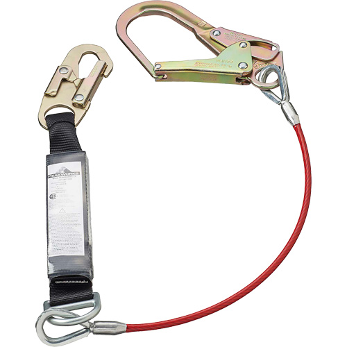SA-5502-4 Shock Absorbing Lanyard, 4', Rebar Hook Center, Snap Hook Leg Ends, Polyester Auto-Cam
