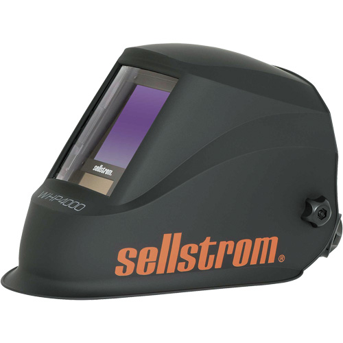 WHP4000 Premium Series ADF Welding Helmet with Extra-Large Blue Lens Technology, 3.94" L x 3.28" W View Area, Black/Orange Auto-Cam