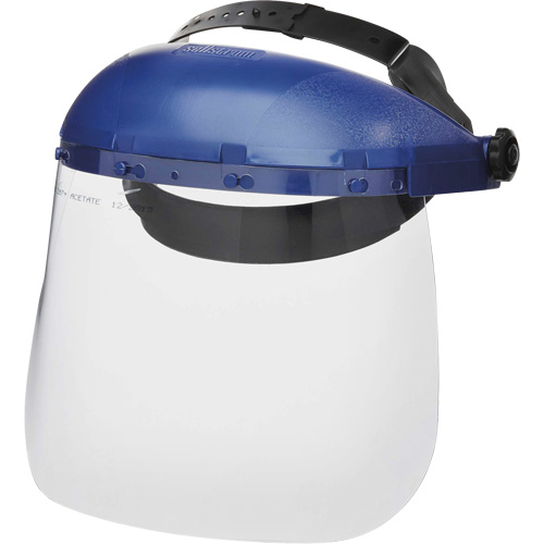 390 Premium Series Single Crown Uncoated Faceshield, Acetate, Ratchet Suspension Auto-Cam