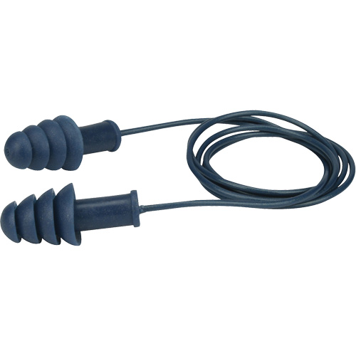 Bouchons doreilles en TPR d&eacute;tectables et r&eacute;utilisables, Avec cordon, Vrac - Boîte, 27 dB NRR, Taille unique Auto-Cam