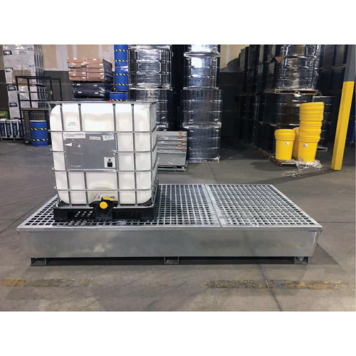 Steel Ultra-Twin IBC Spill Pallet&reg;, 370 US gal. Spill Capacity, 103.8" x 26.8" x 51.1" Auto-Cam