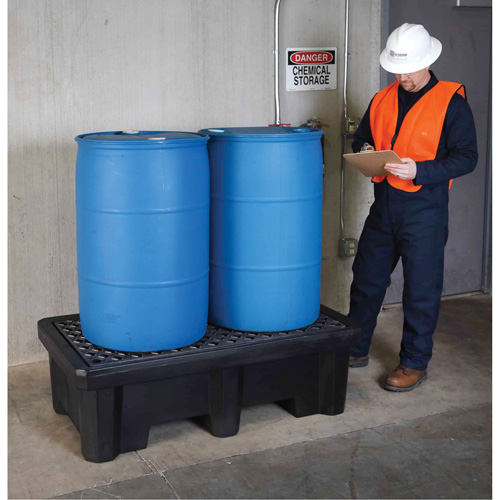 Ultra-Spill Pallet mod&egrave;le &eacute;conomique, 2 barils, Capacit&eacute; de d&eacute;versement 66 gal. US, 53" x 29" x 16,5" Auto-Cam