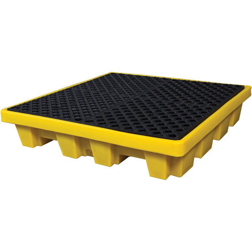 Ultra-Spill Pallet emboitable, 4 barils, Capacit&eacute; de d&eacute;versement 66 gal. US, 51" x 51" x 10" Auto-Cam