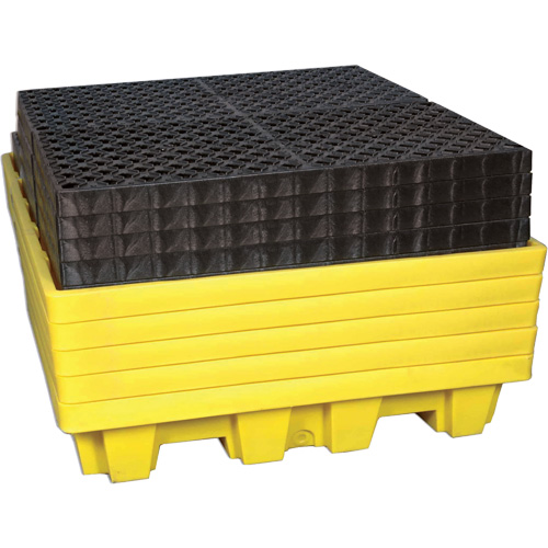 Ultra-Spill Pallet emboitable, 4 barils, Capacit&eacute; de d&eacute;versement 66 gal. US, 51" x 51" x 10" Auto-Cam