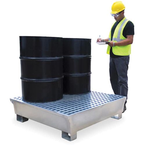 Ultra-Spill Pallet en acier, 4 barils, Capacit&eacute; de d&eacute;versement 68 gal. US, 49,1" x 47,1" x 10,9" Auto-Cam