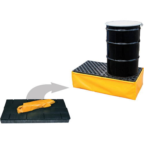 Ultra-Spill Pallet flexible, 2 barils, Capacit&eacute; de d&eacute;versement 66 gal. US, 48" x 24" x 14" Auto-Cam