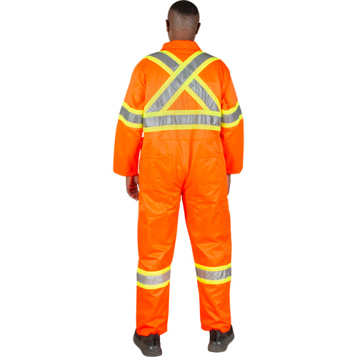 Unlined Safety Coveralls, Medium, High Visibility Orange Auto-Cam